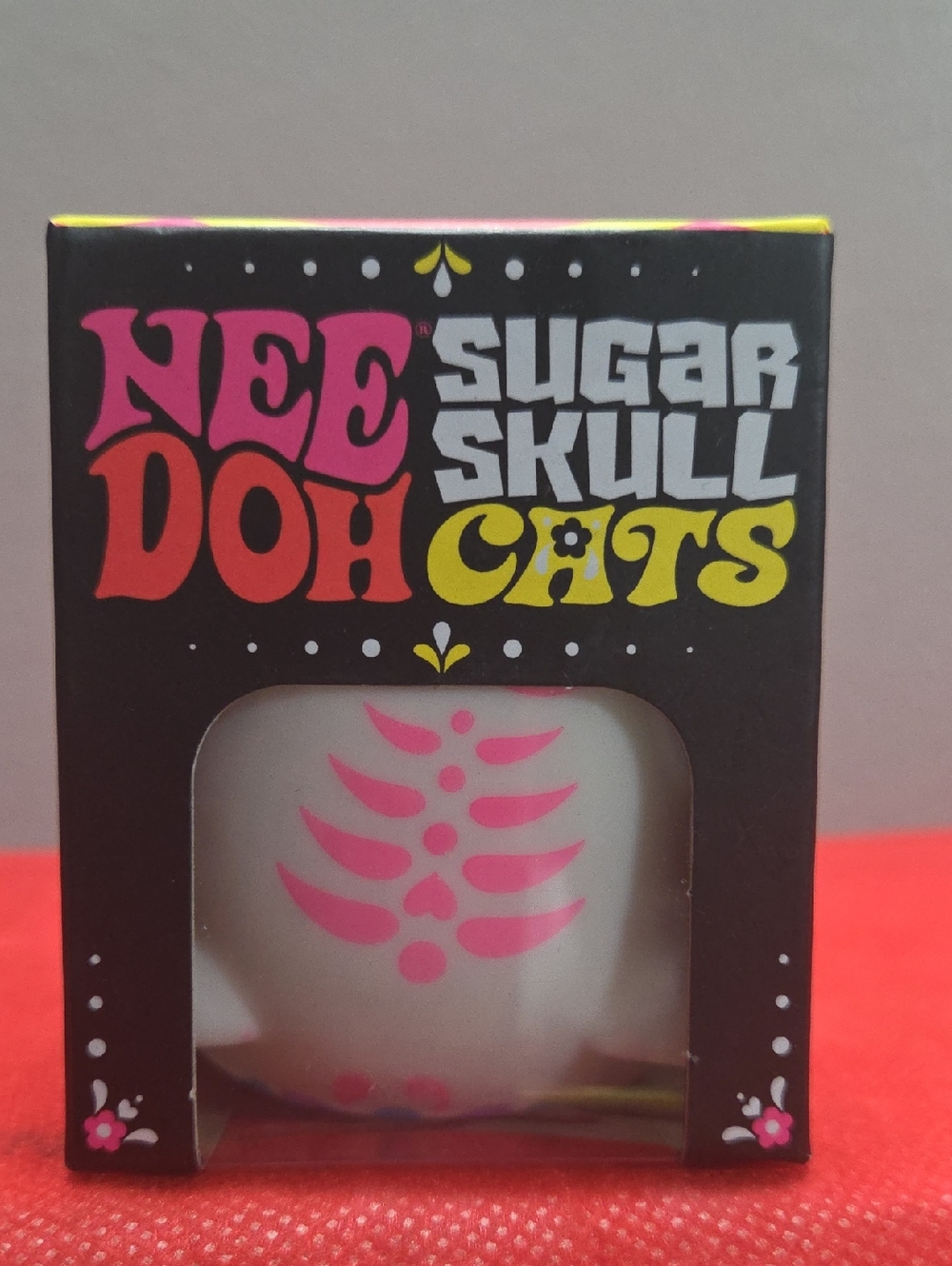 NeeDoh Sugar Skull Cats Squeeze Toy - White with Pink Accents
